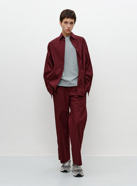 FILGood秋冬新品 酒红色宽松衬衫长裤套组 春秋季挺阔有型FG05S01