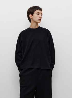 FILGood 100棉长袖黑色T恤 短宽版型袖口收口FG05T03