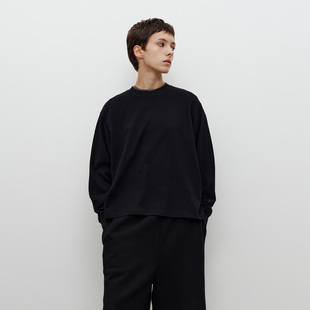 FILGood 100棉长袖黑色T恤 短宽版型袖口收口FG05T03