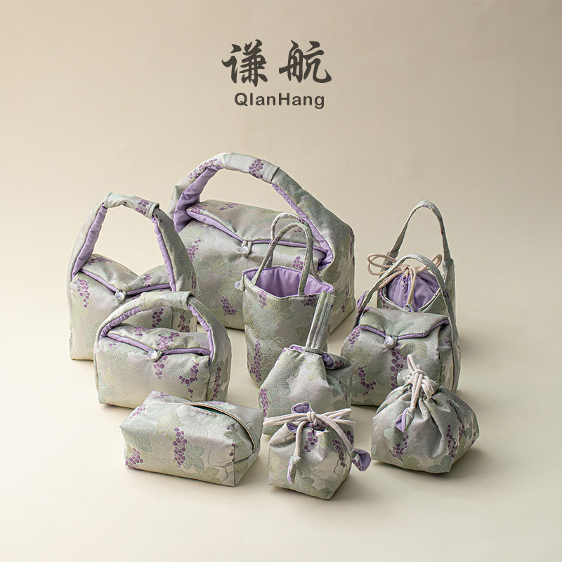 谦航织锦茶具水壶收纳袋大小号布艺云锦高颜值旅行包加厚束口布袋,餐饮具,茶包袋,淘宝优惠券,粉丝福利购,淘宝优惠卷
