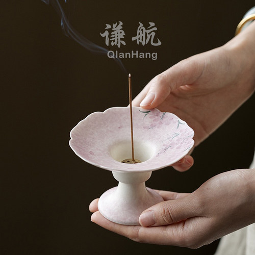 谦航新中式陶瓷紫藤手绘香炉