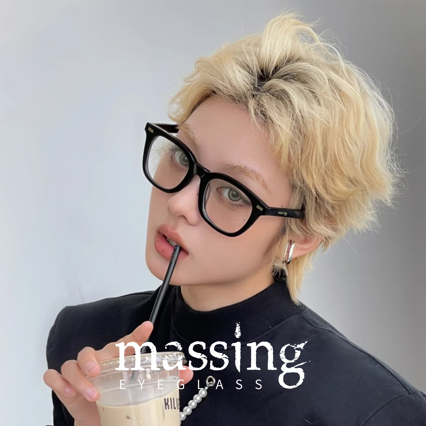 massing男女同款方框板材素颜镜