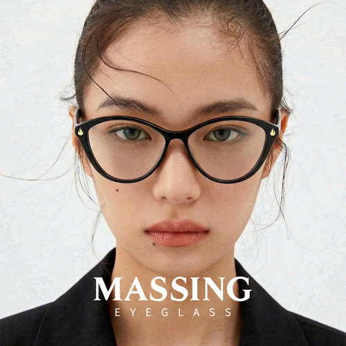 massing男女猫眼板材黑框玳瑁框
