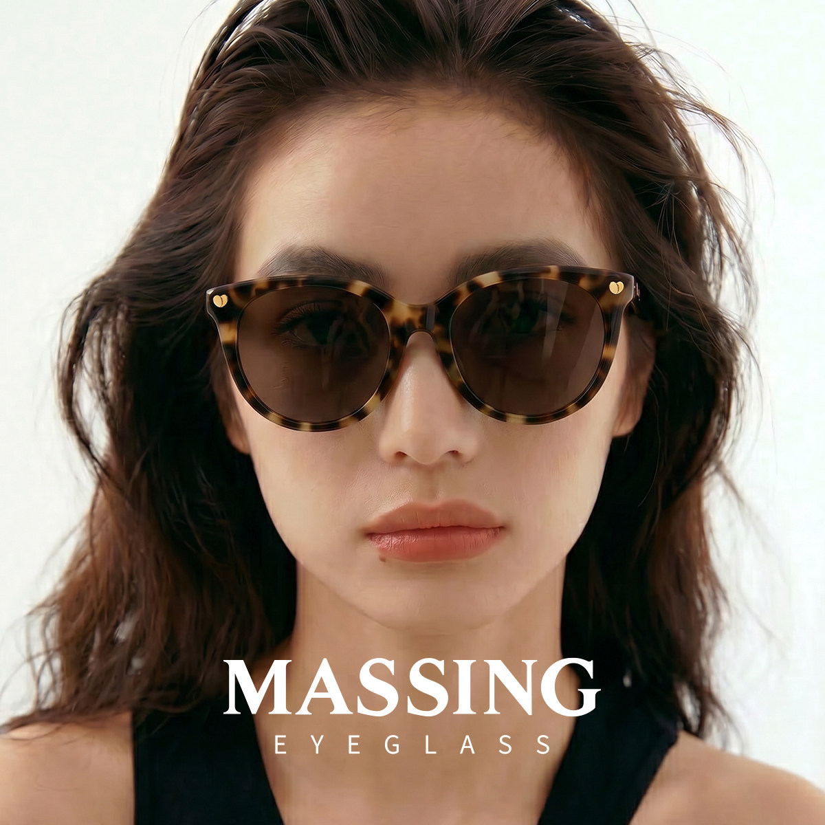 massing【26新款】圆框欧美复古老钱玳瑁豹纹太阳镜墨镜A&M-034