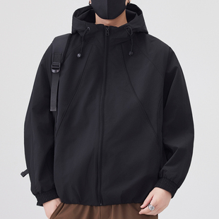 男士连帽夹克拉链外套春秋款休闲百搭上衣潮流帅气男装运动休闲