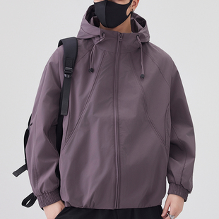 2025新款男士连帽夹克外套春秋款休闲百搭上衣潮流帅气男装衣服