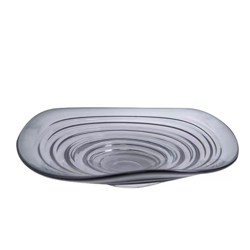 意式轻奢波浪造型玻璃水果盘装饰品创意客厅茶几摆件酒店会所摆设