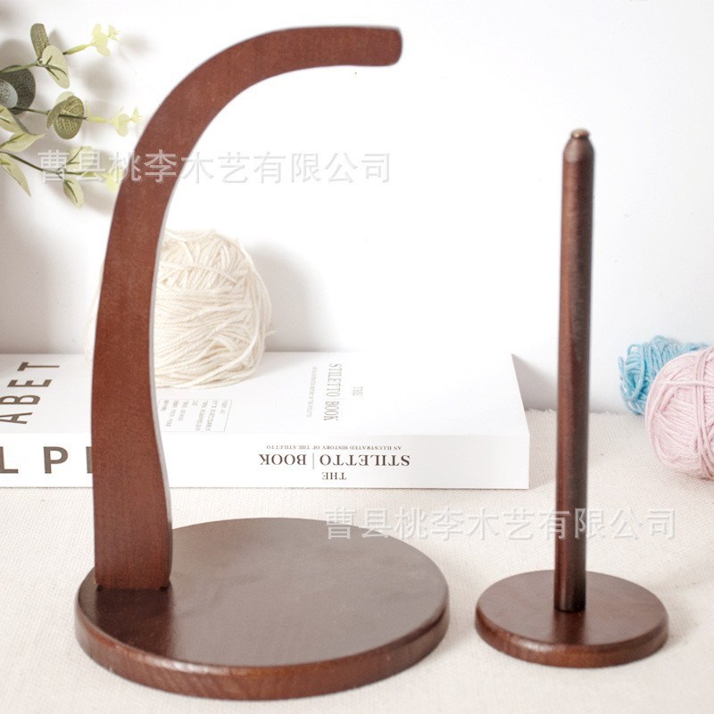 木制可旋转线轴架高性能手工编织毛线架木制毛线轴转动工具