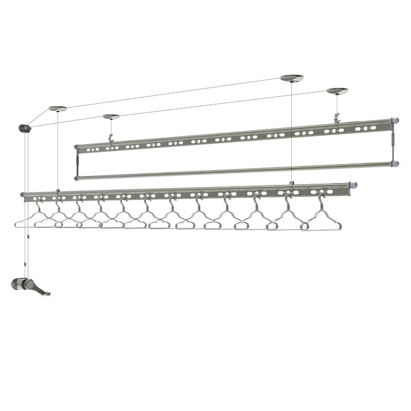 工厂可OE手动升降晾衣架单杆式手摇晒衣架阳台顶装简易晾衣杆凉衣