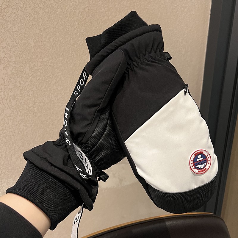 2023冬季手套女单板滑雪手套保暖防寒防水户外男内分指手闷子挂绳