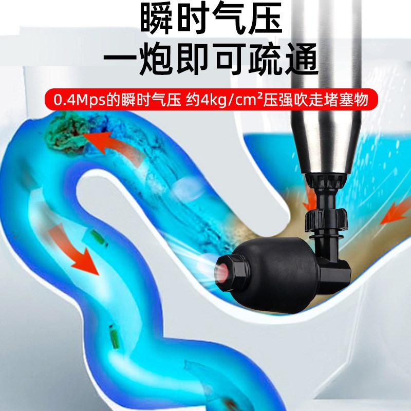新款管道疏通器一炮通马桶疏通器不锈钢家用下水道地漏疏通马桶吸