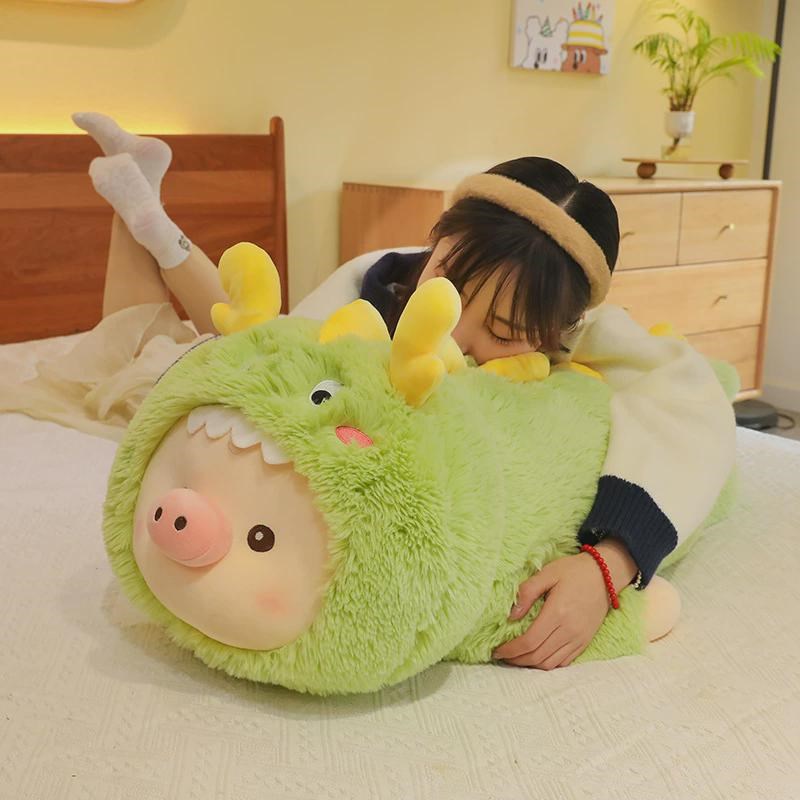 可爱趴款变身小猪公仔玩偶睡觉抱枕大号毛绒玩R具布娃娃儿童礼物