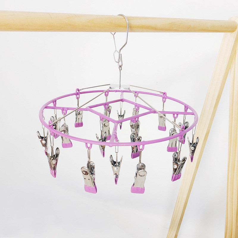 不锈钢晾衣架夹子阳台晒袜子架多功能成人儿童内衣裤夹20夹衣挂架