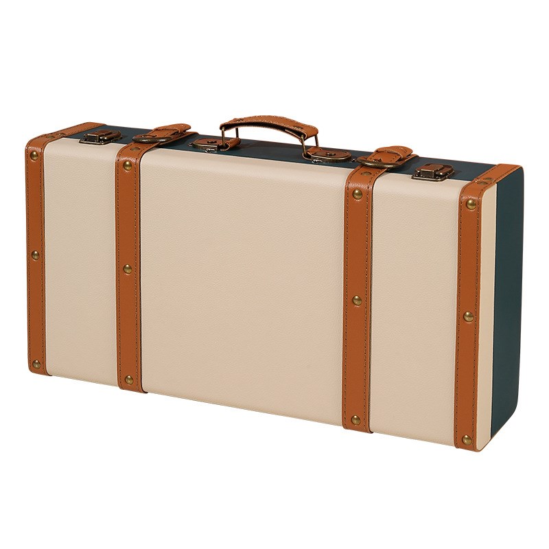 复古民国手提箱家用服饰收纳摆件影视拍摄道具轻奢拼色手提皮箱