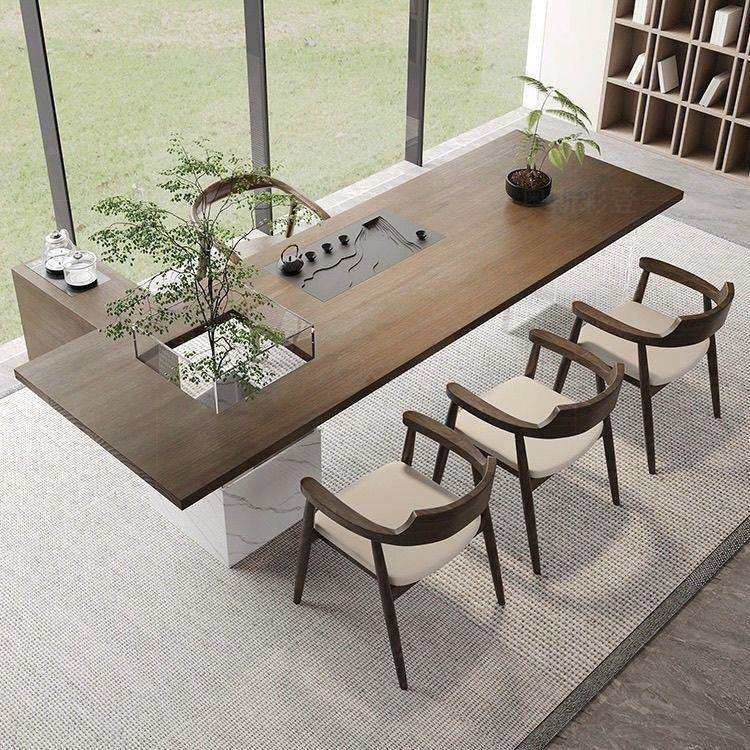 实木客厅大板桌椅茶台组合现代简约功夫家用泡茶中式一体茶几茶桌