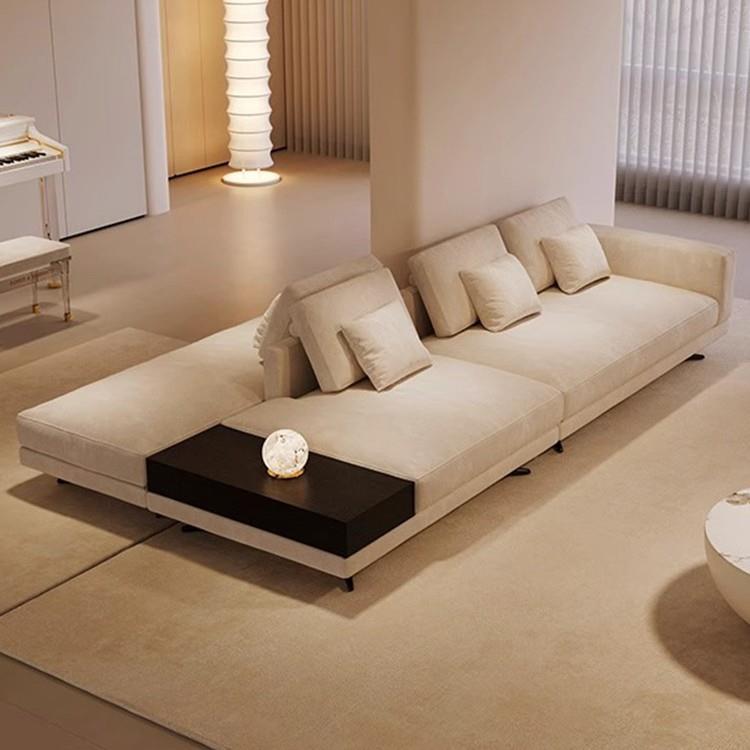 意式极简棉麻布艺沙发客厅大平层双面沙发组合异形转角大户型家具