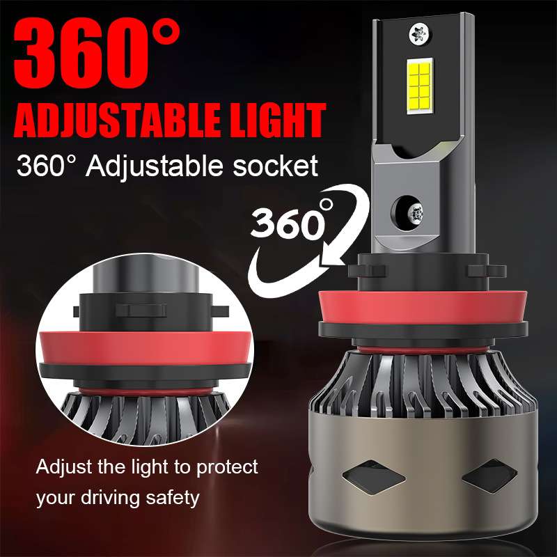 2pcs汽车LED前大灯H1超亮H4远近光一体6500K白光h7前照灯灯泡h11
