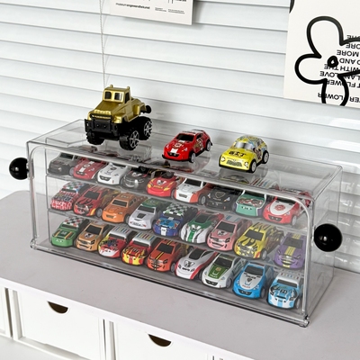 儿童小汽车收纳盒摆件1:64合金模型口袋车风火轮玩具车展示置物架