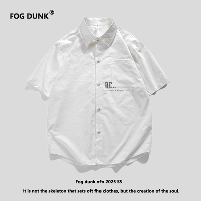 FOGDUNK大码白色短袖衬衫