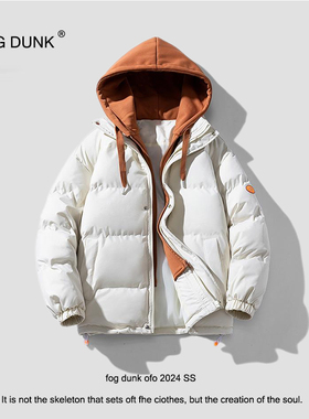 FOG DUNK假两件羽绒棉服男女冬季宽松休闲加厚保暖棉衣外套