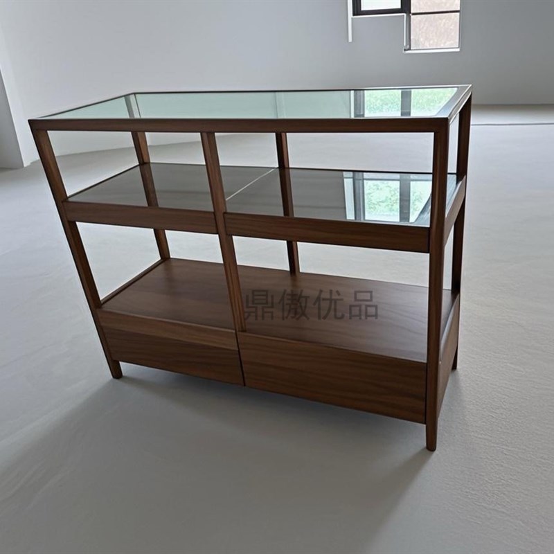 黑胡桃中古玻璃珠t宝货架展示柜台产品陈列柜