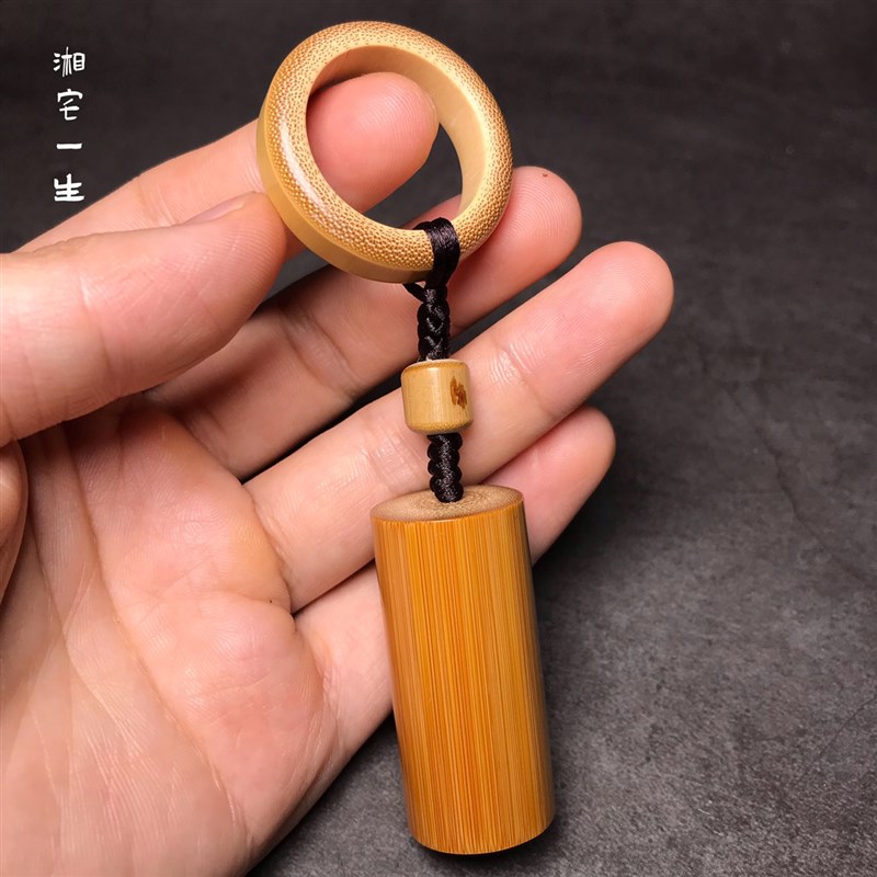 高密度红皮老料实心竹手把件挂z件 文玩老玉竹手把件实心玉竹挂件