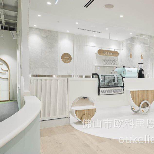展厅商场墙面楼梯扶手 无缝拼接贴面 改性可丽耐亚克力人造石