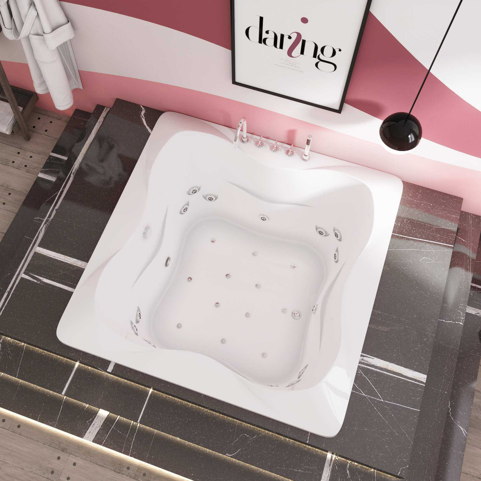 1.6m大尺寸按摩冲浪嵌入式多人户外大浴缸 水疗浴浴盘 AJ-3086