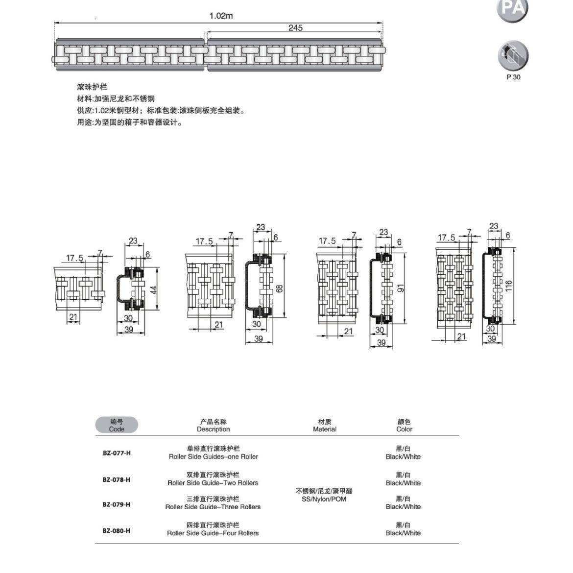 bezel供应单/双排滚珠护栏 不锈钢板件 算盘护栏输送机配件