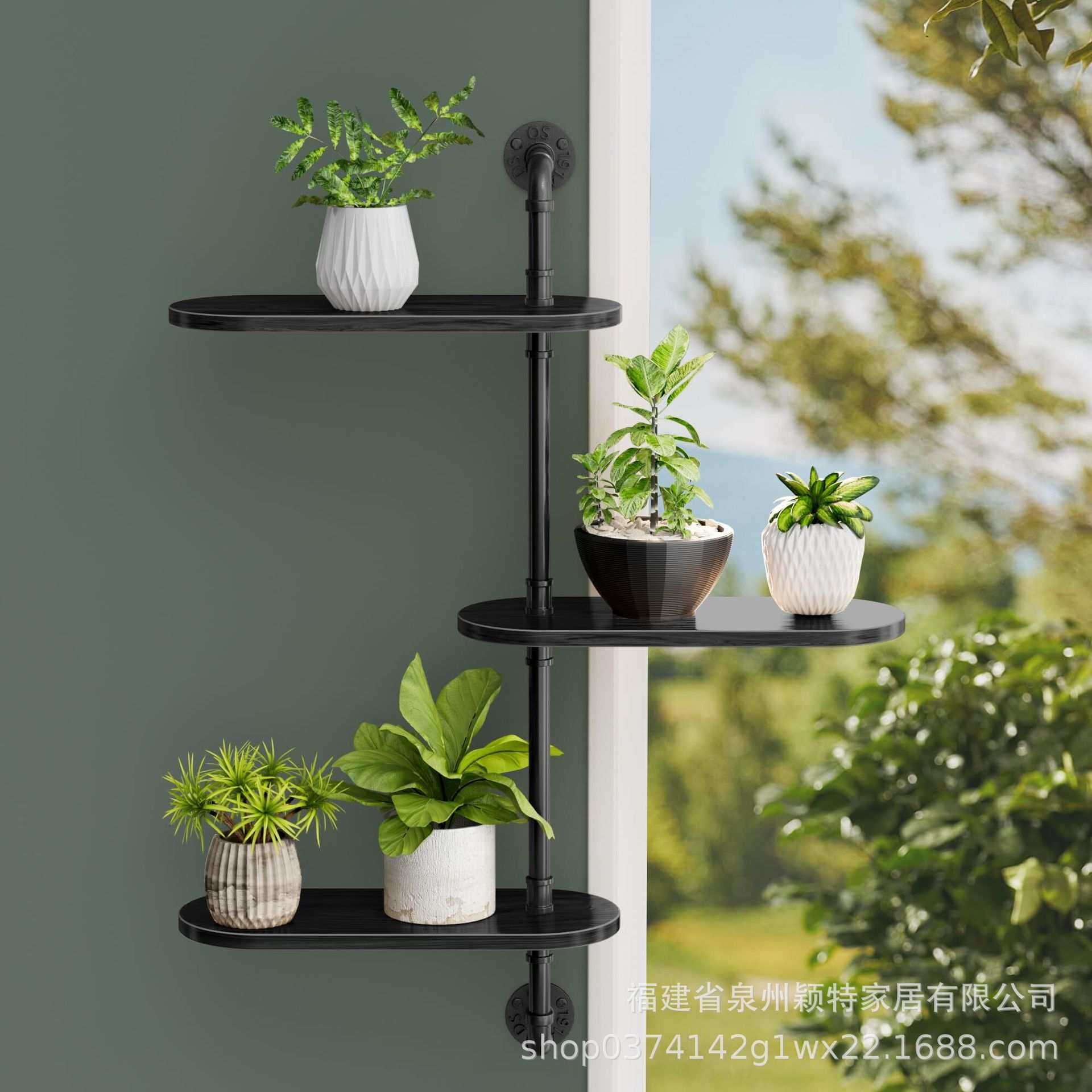 跨境多层上墙花卉植物展示架阳台可旋转绿萝吊架上墙金属置物架