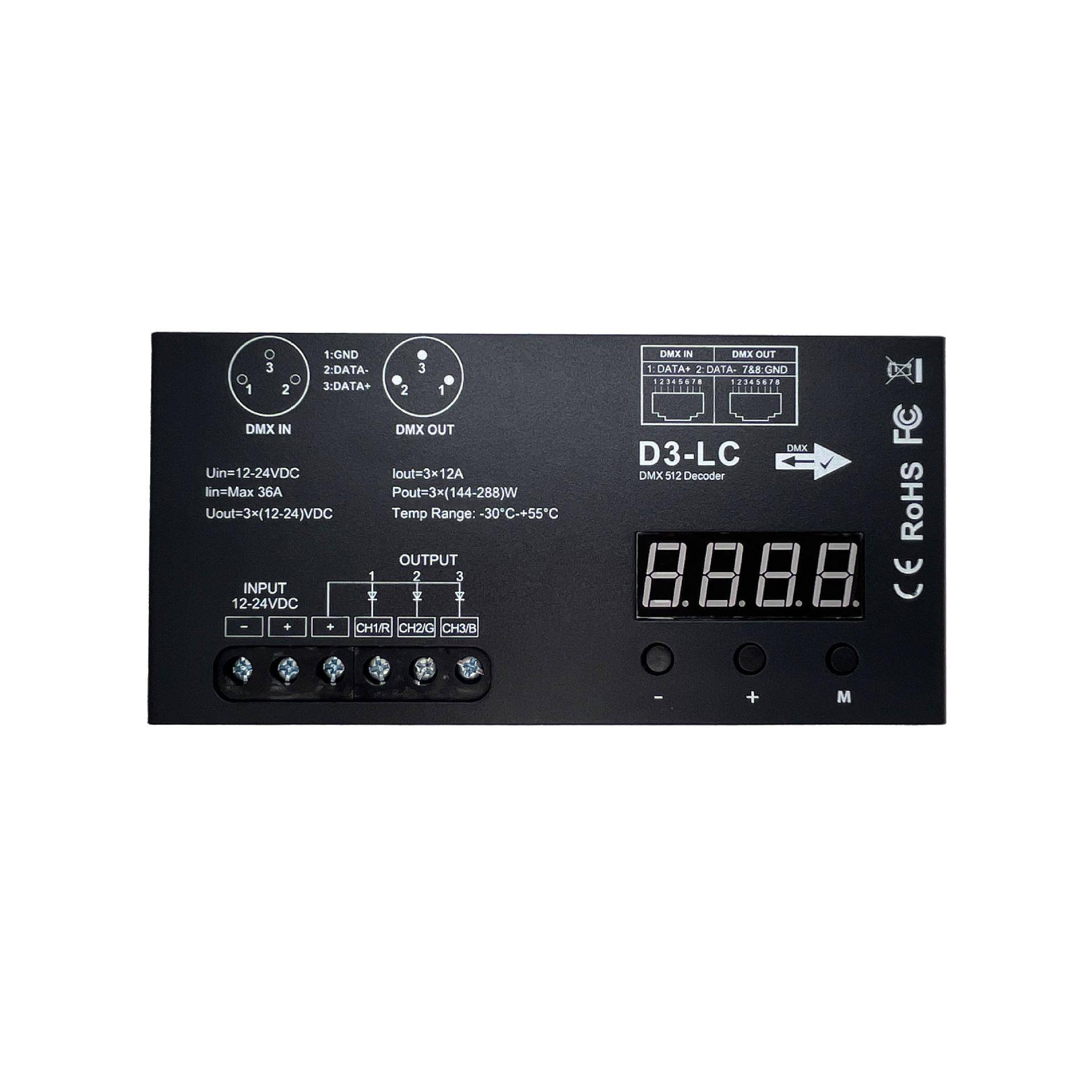 大功率3通道DMX512解码器RGB显示屏DMX512控制器舞台灯工程