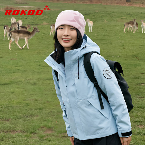 ROKOD户外运动风连帽冲锋衣