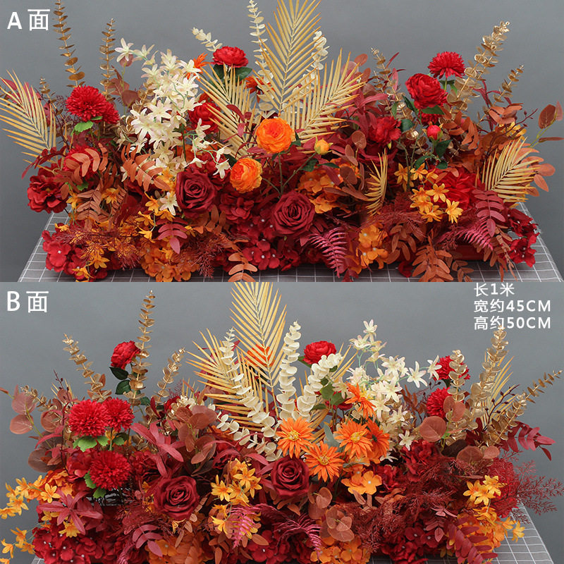 新款婚庆大款地排花绢花成品装饰尤加利花排台路引婚礼花艺