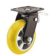 8寸黄色PU后刹车脚轮 怡合达 CGM16-D200-UX静音