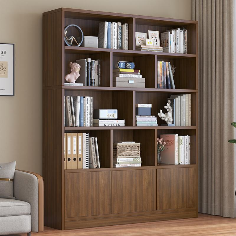 一件起批简易书架客厅落地置物架落地靠墙书柜带柜门防尘书架储物