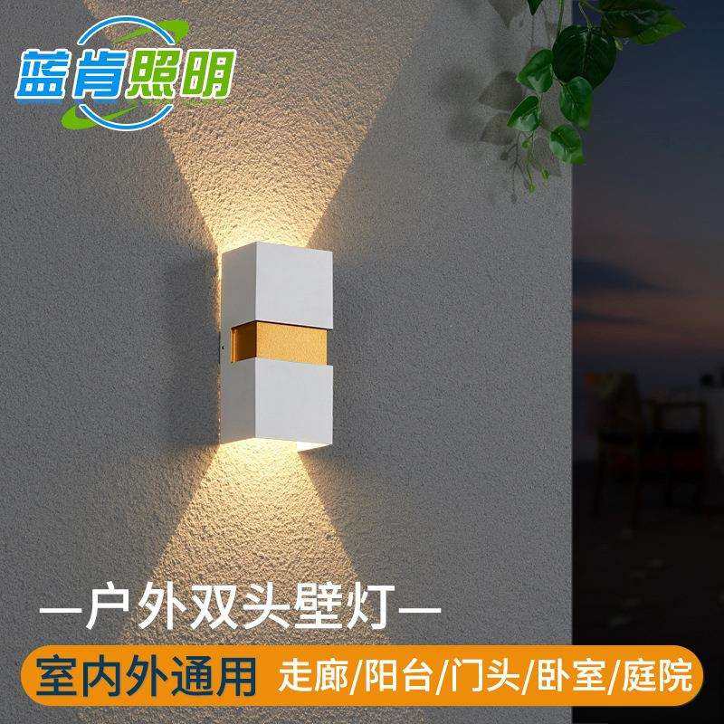 LED防水室外门口家用壁灯别墅阳台过道灯 现代简约户外楼梯照明灯