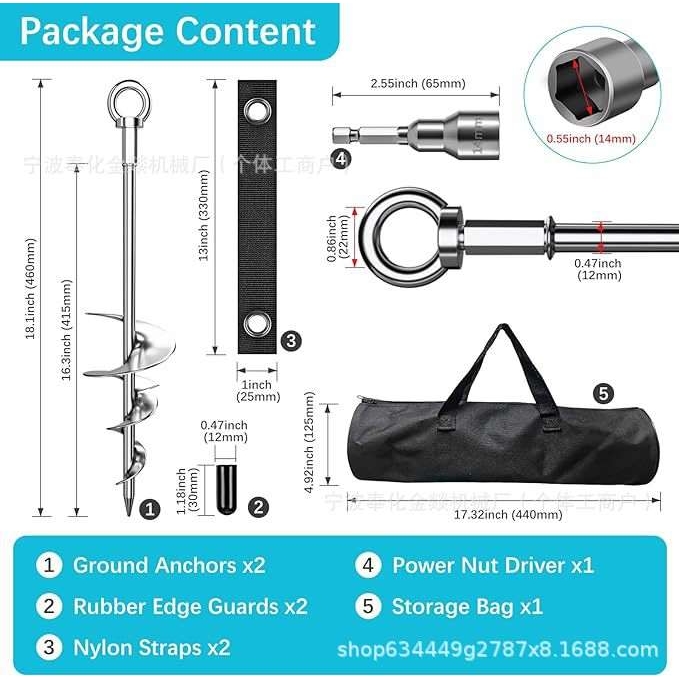地锚满焊镀铬重型地锚抗强风重型狗屋地锚18'' Ground Anchors