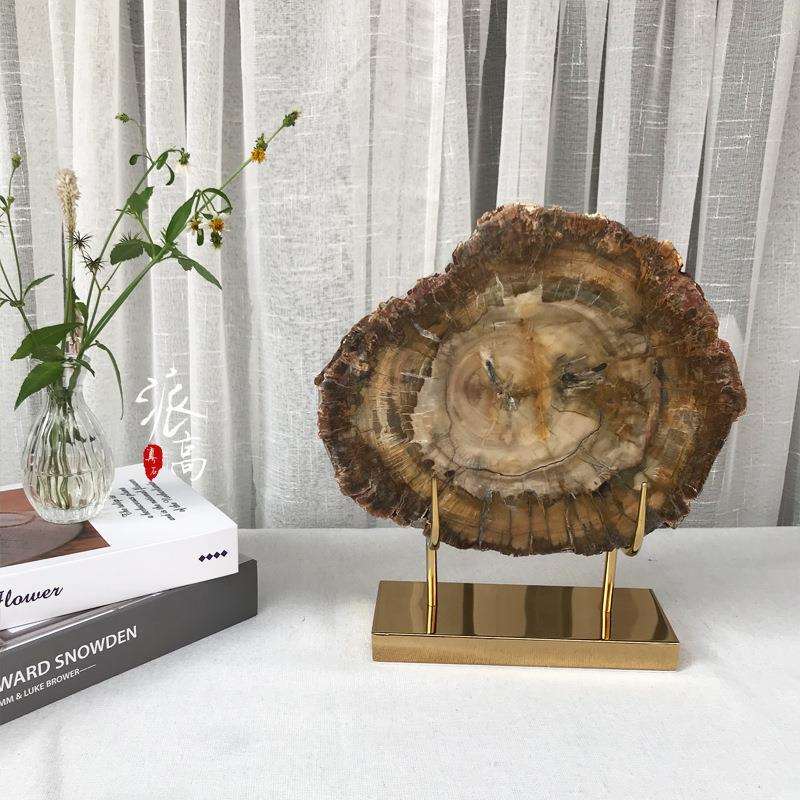 天然木化石摆件 创意木化石家居摆件 客厅样板房书房树化石摆件
