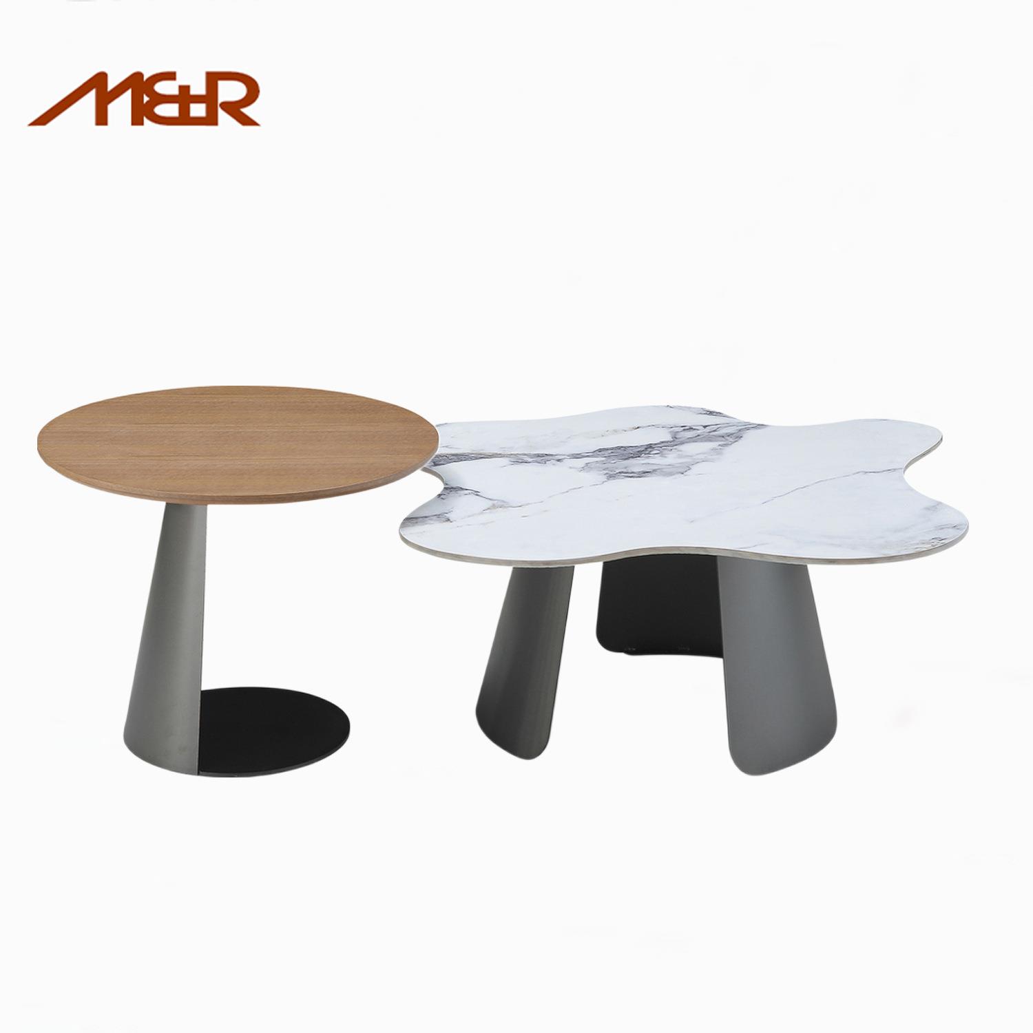 SSM31#意式轻奢岩板茶几现代简约客厅家用大小圆茶几桌组合办公室