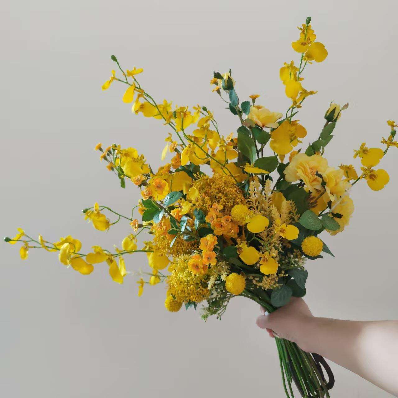 M373黄色森系手札花束仿真花绢花假花品跨境样板间玄关