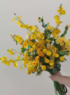 M373黄色森系手札花束仿真花绢花假花品跨境样板间玄关