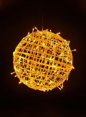2026黄色led藤球灯户外防水挂树上的彩灯节日街道工程亮化装马年
