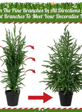 诺福克松树盆栽绿色人造圣诞树抗紫外线盆栽假植物前廊室内外布置