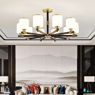 全铜新中式 餐厅现代轻奢禅意中国风灯具 吊灯客厅主灯2022年新款