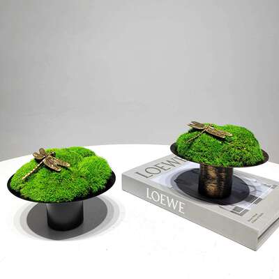 新中式永生苔藓售楼处样板房软装桌面青苔盆景家居装饰品工艺摆件