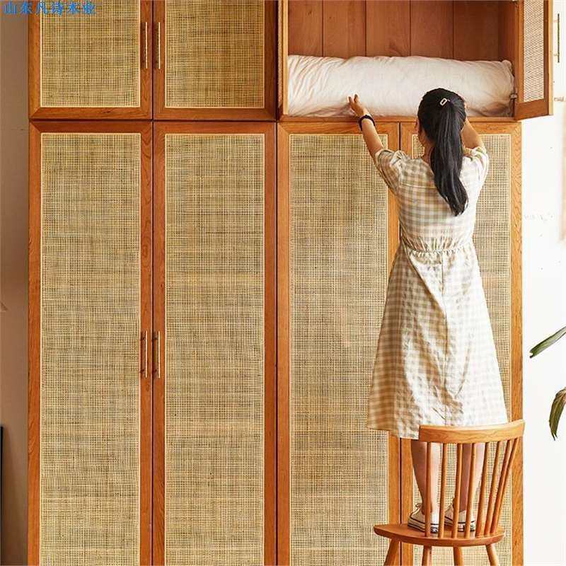 北欧轻奢纯实木大衣柜平开门樱桃木家用卧室现代简约整装卯榫成人