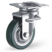 CLC02-D200-UC 8寸铁盒绿色聚氨酯刹车轮 东莞怡合达脚轮