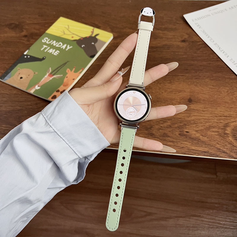 适用华为可爱小狗真皮表带