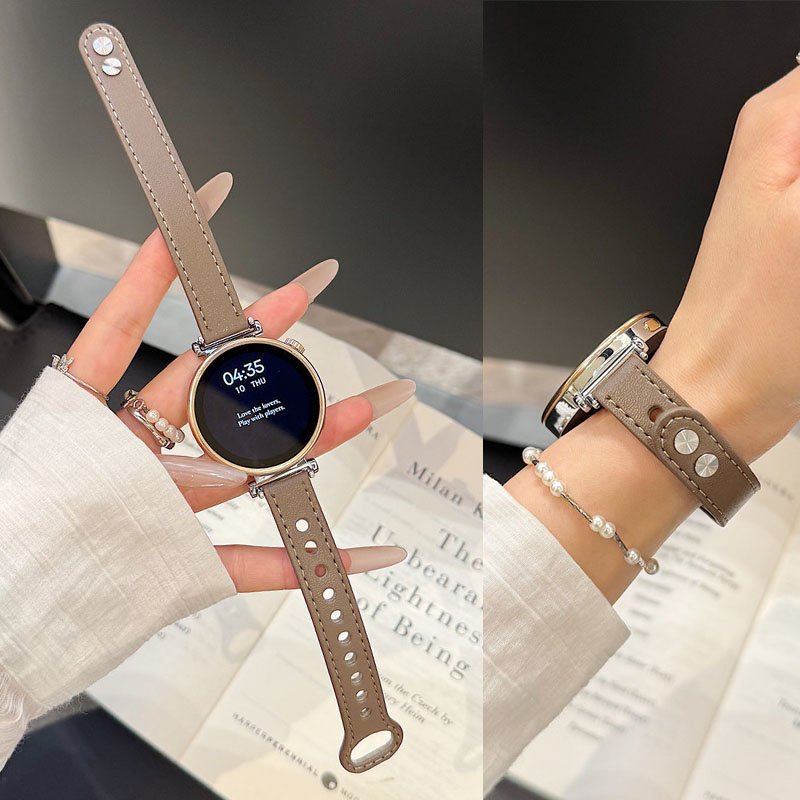 适用华为GT5 pro手表GT4表带手环10皮质双钉扣表带gt3/2女款细款腕带watch 5 4/3运动百搭pro荣耀magic替换带