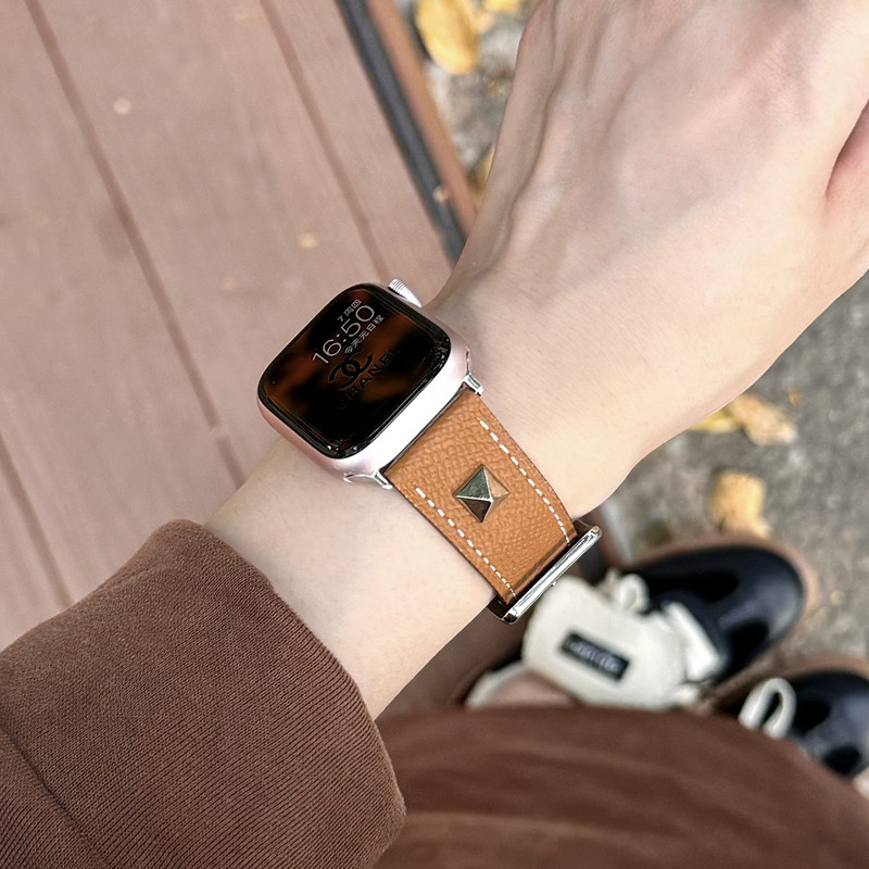 佐仕盾iwatch铆钉真皮表带